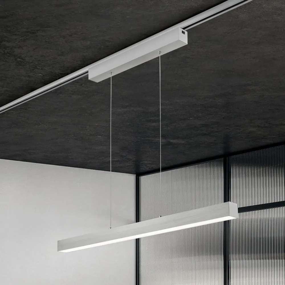 Skinnesystem ^ Trio Lighting LED-pendellampe Paros DUOline, bjælke, nikkel