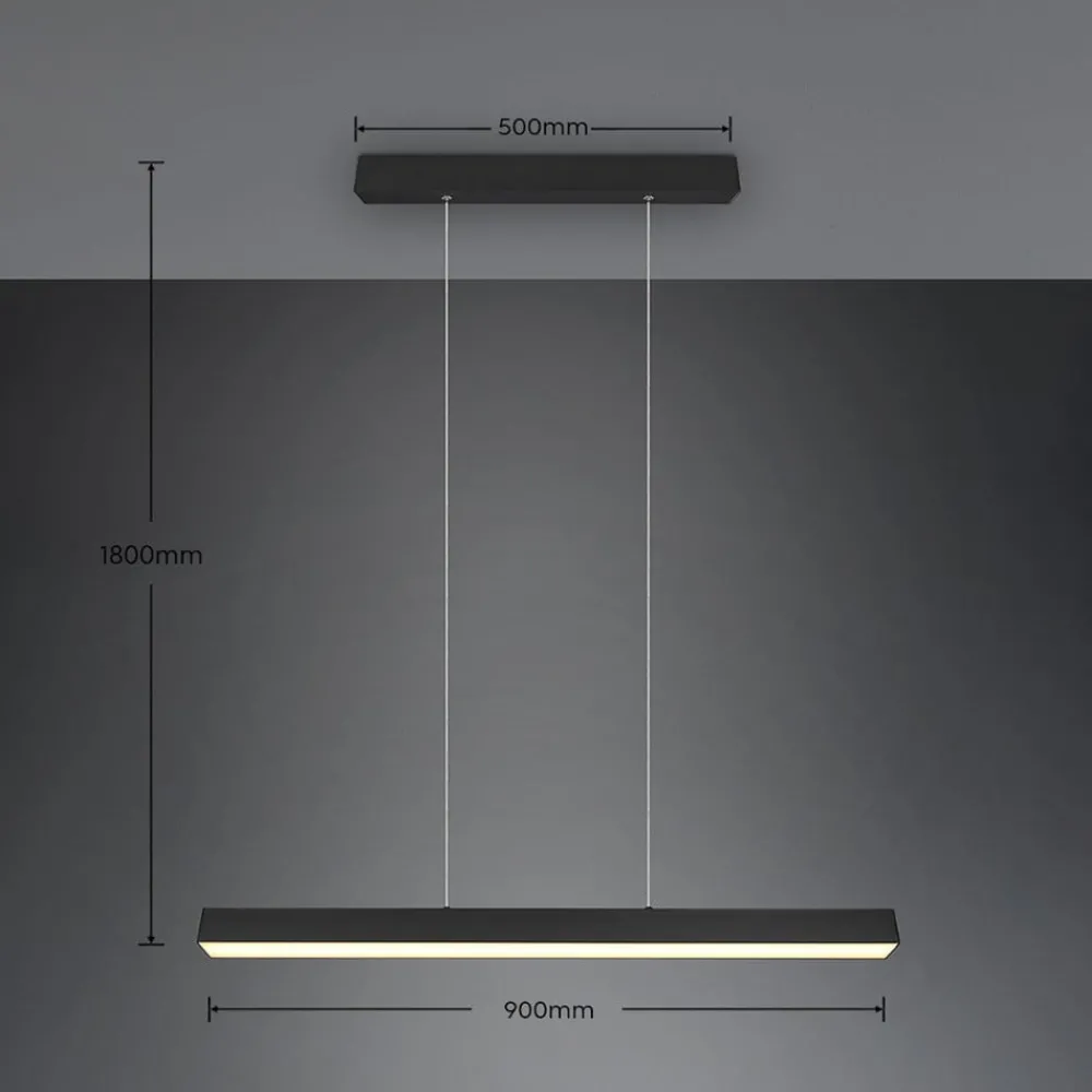 Skinnesystem ^ Trio Lighting LED-pendellampe Paros DUOline, bjælke, sort