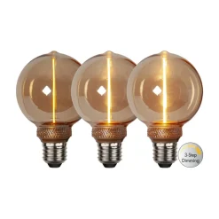 Dæmpbar Led-Pære|Filament Pære ^ STAR TRADING LED-pære DecoLED One G80 E27 2 W amber 1.800K 3-trins