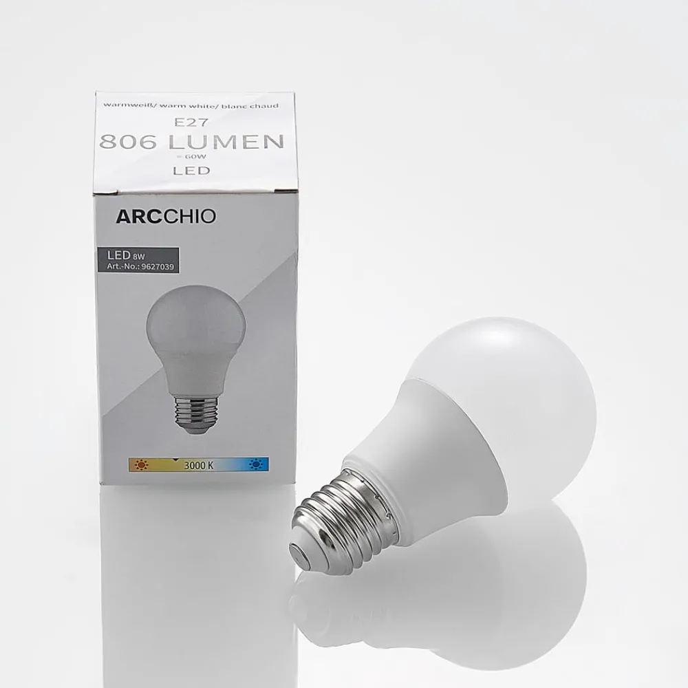 Arcchio Led Pærer > LED-pære E27 A60 8 W 3.000 K opal, sæt med 6 stk