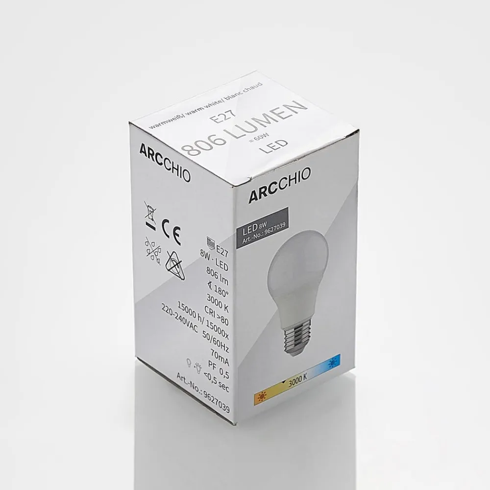 Arcchio Led Pærer > LED-pære E27 A60 8 W 3.000 K opal, sæt med 6 stk