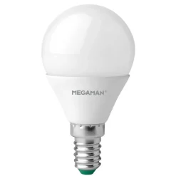 MEGAMAN Led Pærer > LED-pære E14 dråbe 4,9W, opal, universalhvid