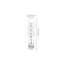 Lucide Dæmpbar Led-Pære|Filament Pære > LED-pære E27 rør T30 5W 2,200K, dæmpbar 15cm