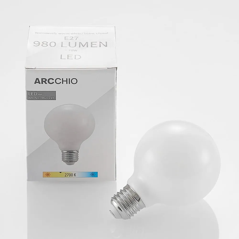 Arcchio Dæmpbar Led-Pære|Led Pærer > LED-pære E27 8W G80 2.700K dæmpbar, opal, sæt med 2 stk