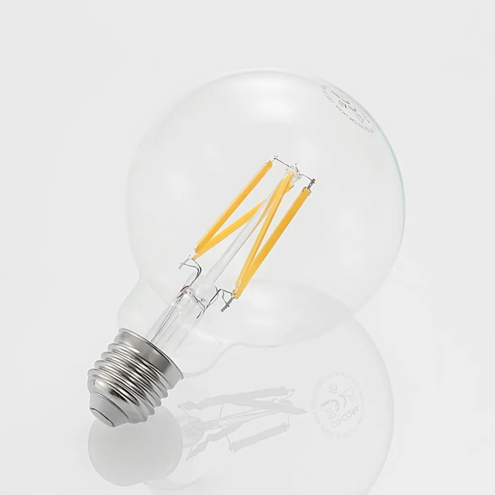 Dæmpbar Led-Pære|Filament Pære ^ Arcchio LED-pære E27 8W 2.700K G95 Globe, glødetråd, klar