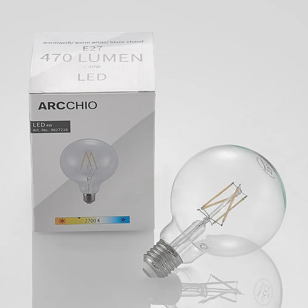Arcchio Dæmpbar Led-Pære|Filament Pære > LED-pære E27 4 W 2.700 K G95 globe klar 3 stk