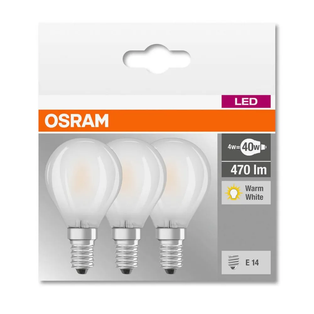 OSRAM Led Pærer > LED-pære E14 4W, varmhvid, 470 lumen, 3er sæt