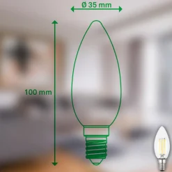 Briloner Filament Pære|Led Pærer > LED-pære stearinlys E14 4W klar 3000K 840 lm energiklasse 2er