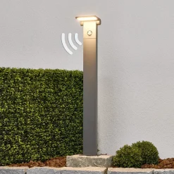 Gadebelysning Med Sensor|Gadebelysning ^ Lucande LED-pullert Marius med sensor, 80 cm