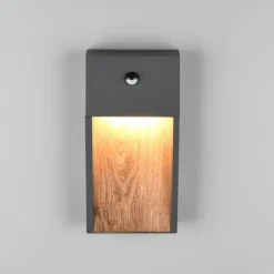 Trio Lighting Væglampe Med Sensor > LED-sensor-udendørs LED-væglampe SALMON, trælook, højde 33 cm IP44