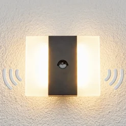Lindby Væglampe Med Sensor > LED-sensor-udendørs væglampe Kumi, grafit, IP44