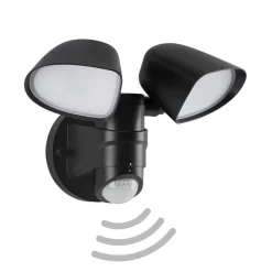 Telefunken Væglampe Med Sensor|Udendørs Spot > LED-sensor udendørs vægspot Bilbao 2 lyskilder sort