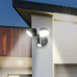Telefunken Væglampe Med Sensor|Udendørs Spot > LED-sensor udendørs vægspot Bilbao 2 lyskilder sort