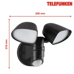 Telefunken Væglampe Med Sensor|Udendørs Spot > LED-sensor udendørs vægspot Bilbao 2 lyskilder sort