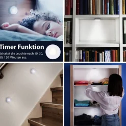 Briloner Underskabsbelysning > LED-skabslampe Skab, fjernbetjening, sæt med 6 stk
