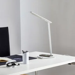 Arbejdsrum/Kontor|Bordlamper ^ Aluminor LED-skrivebordslampe Orbit med induktion sølv
