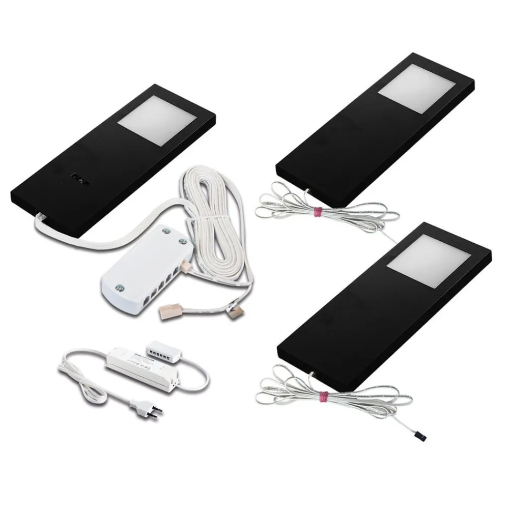 Hera Underskabsbelysning > LED Slim-Pad F underskabslampe 3 stk. 3.000 K sort