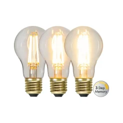 Dæmpbar Led-Pære|Filament Pære ^ STAR TRADING LED Soft Glow Memory, E27, 6,5 W, 2.100 K, dæmpbar, glødetråd