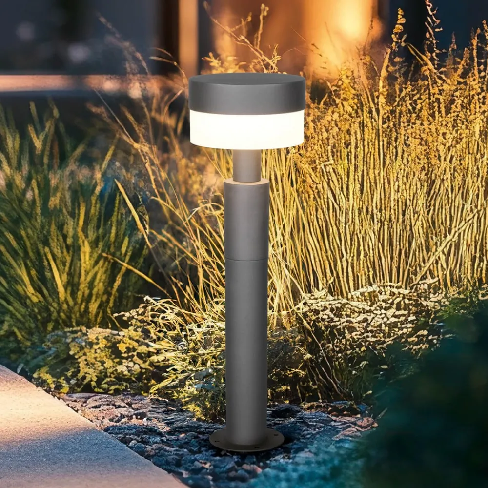 Sokkellamper ^ Trio Lighting LED-sokkellampe Mackenzie, højde 50 cm, antracit, støbt aluminium