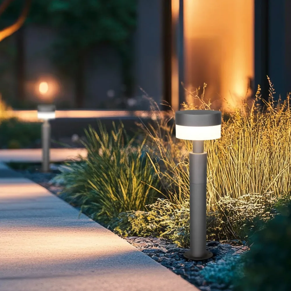 Sokkellamper ^ Trio Lighting LED-sokkellampe Mackenzie, højde 50 cm, antracit, støbt aluminium