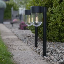 Solcellelamper|Sokkellamper ^ STAR TRADING LED-sokkellampe solcelle Cupola i sæt af 2