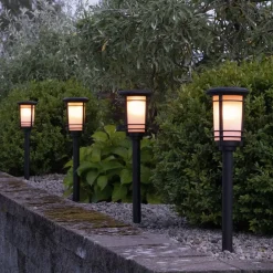 Solcellelamper|Sokkellamper ^ STAR TRADING LED-sokkellampe solcelle Flame med flammeeffekt
