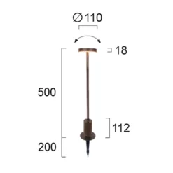 Viokef Sokkellamper|Udendørs Spot > LED-sokkellampe Tango rustbrun, højde 50 cm metal, jordspyd