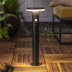 STAR TRADING Solcelle Lampe Med Sensor|Sokkellamper Med Sensor > LED-sokkellampe Valletta Sensor sort metal 50 cm