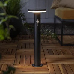 STAR TRADING Solcelle Lampe Med Sensor|Sokkellamper Med Sensor > LED-sokkellampe Valletta Sensor sort metal 50 cm