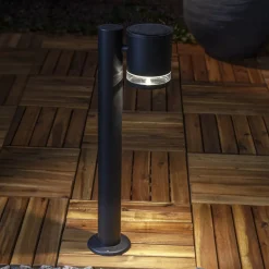 STAR TRADING Solcellelamper|Sokkellamper > LED-sokkellampe Wien, sort, metal, højde 50 cm