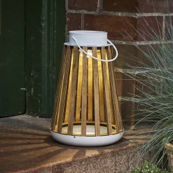 Dekorationsbelysning|Bordlamper ^ STAR TRADING LED solar bordlampe Catania lavet af birketræ