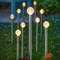 SMART GARDEN Dekorationsbelysning|Solcellelamper > LED-solcelle-jordspyd GlowBall, 10 stk. sæt, 44 cm, IP44