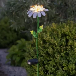 Dekorationsbelysning|Solcellelamper ^ STAR TRADING LED-solcellelampe Daisy i daisyform