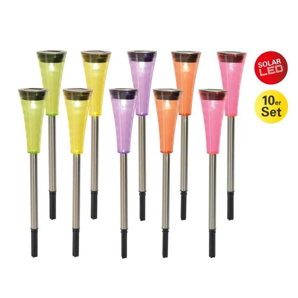 Näve Solcellelamper > 4180702 LED-solcellelampe deko kulørt jordspyd 10
