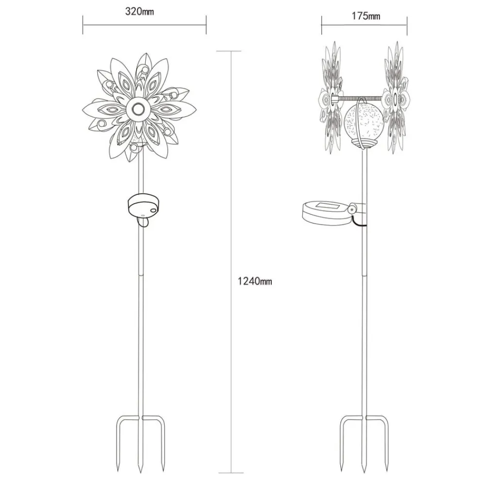 Globo Solcellelamper > LED-solcellelampe 36578, jordspyd, rustbrun, metal, glas