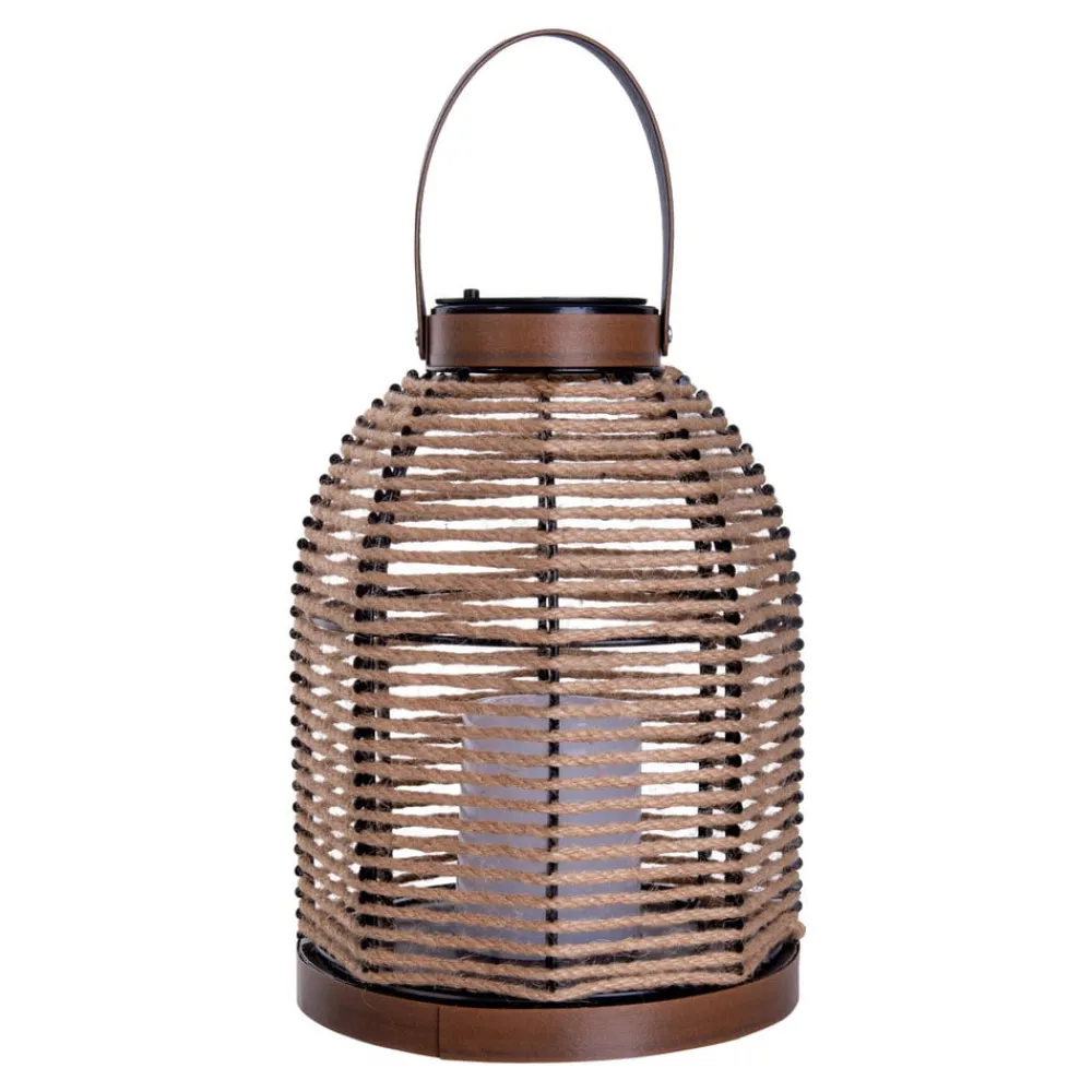 Näve Dekorationsbelysning|Solcellelamper > LED-solcellelampe Korbinian, brun, højde 29 cm, IP44, lygte