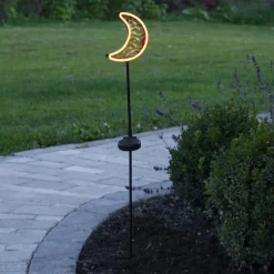 Dekorationsbelysning|Solcellelamper ^ STAR TRADING LED-solcellelampe Linny Moon med jordspyd