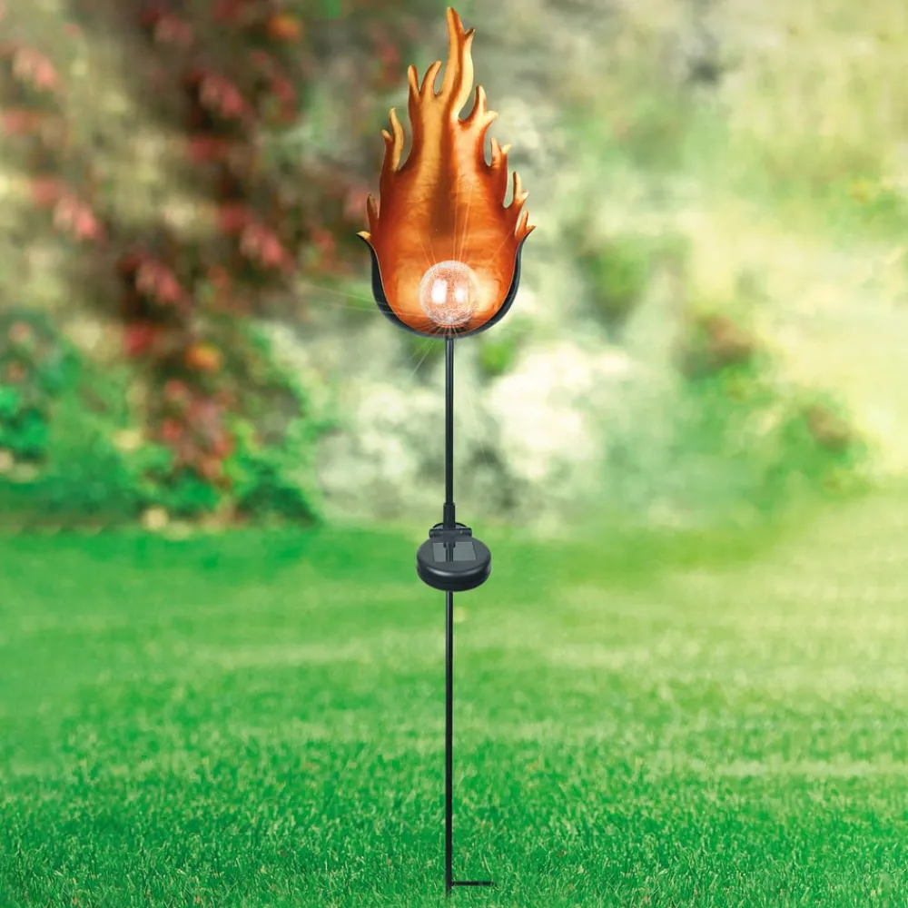 Dekorationsbelysning|Solcellelamper ^ Globo 33472 LED-solcellelampe med metalflamme