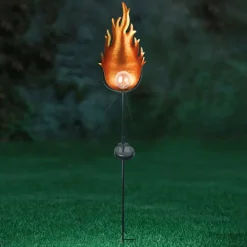 Dekorationsbelysning|Solcellelamper ^ Globo 33472 LED-solcellelampe med metalflamme