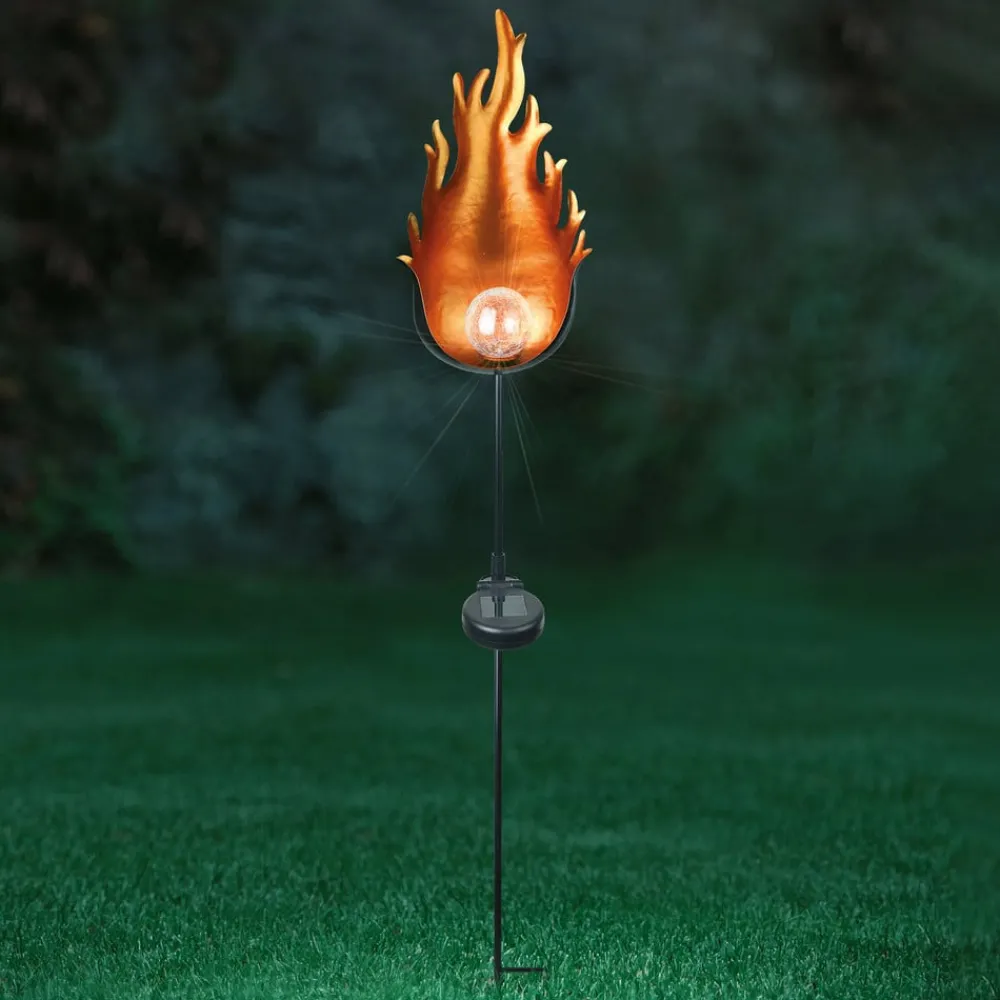 Dekorationsbelysning|Solcellelamper ^ Globo 33472 LED-solcellelampe med metalflamme