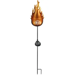 Dekorationsbelysning|Solcellelamper ^ Globo 33472 LED-solcellelampe med metalflamme