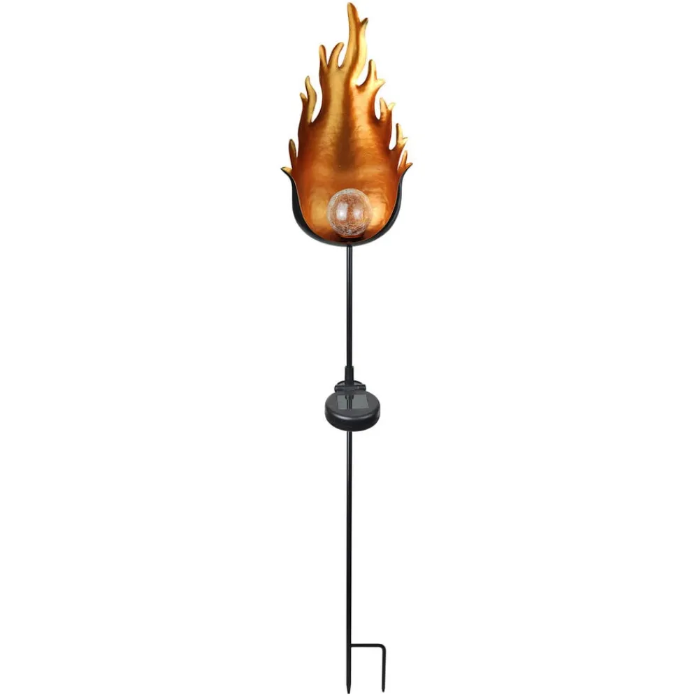 Dekorationsbelysning|Solcellelamper ^ Globo 33472 LED-solcellelampe med metalflamme