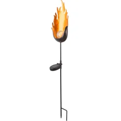 Dekorationsbelysning|Solcellelamper ^ Globo 33472 LED-solcellelampe med metalflamme