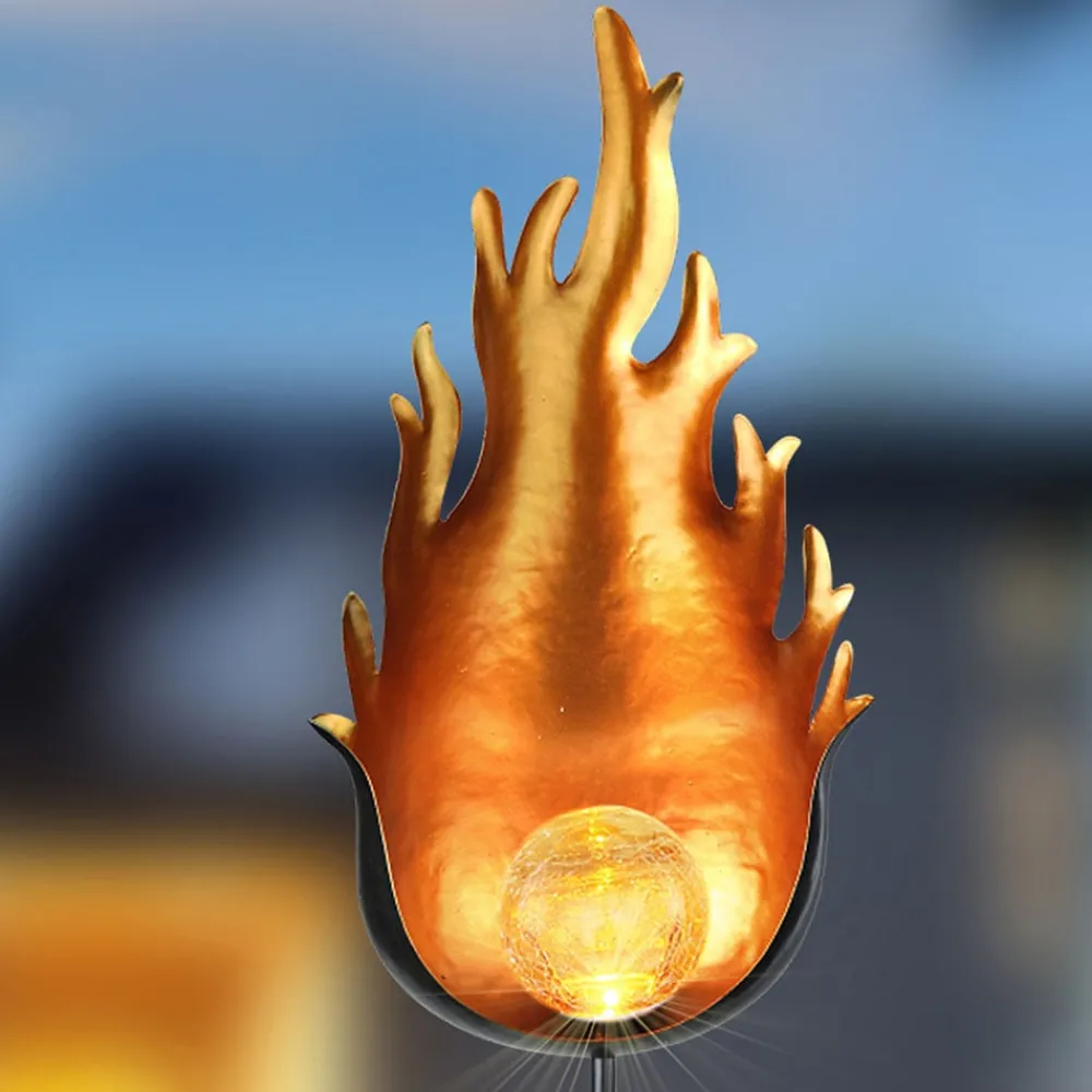 Dekorationsbelysning|Solcellelamper ^ Globo 33472 LED-solcellelampe med metalflamme