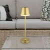 Globo Solcellelamper > LED-solcellelampe, metal, guldfarvet, højde 41 cm, IP44