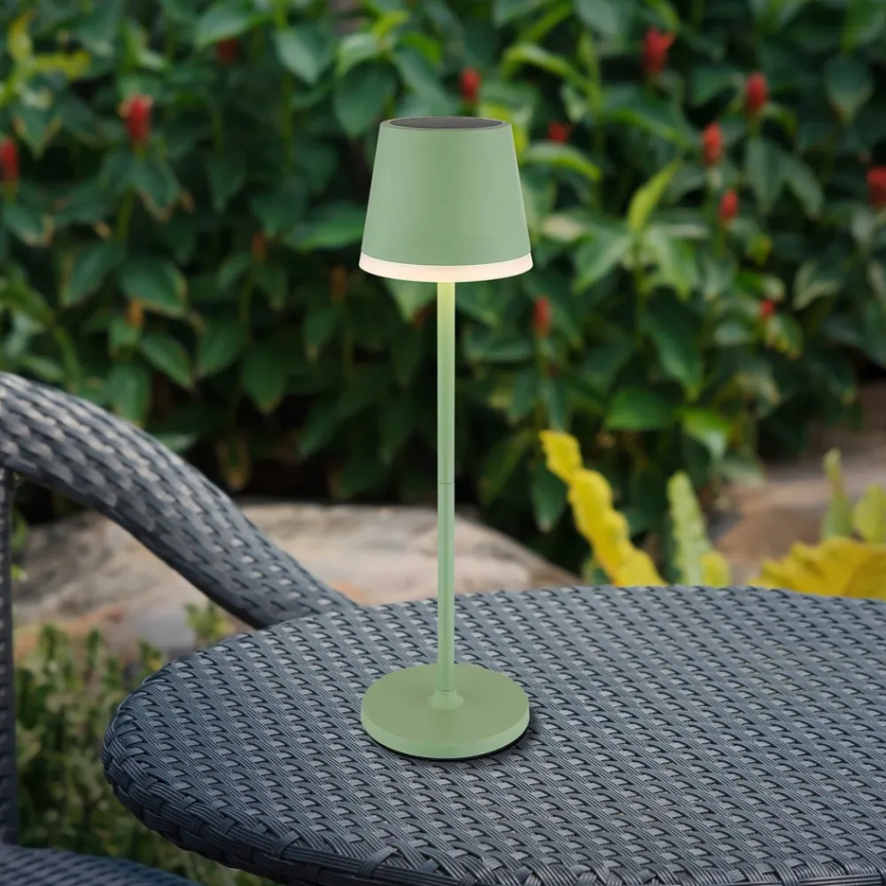 Globo Dekorationsbelysning|Solcellelamper > LED-solcellelampe, metal, lysegrøn, højde 41 cm, IP44