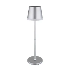 Globo Solcellelamper > LED-solcellelampe, metal, sølvfarvet, højde 41 cm, IP44