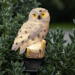 Solcellelamper ^ STAR TRADING LED-solcellelampe Owl med jordspyd