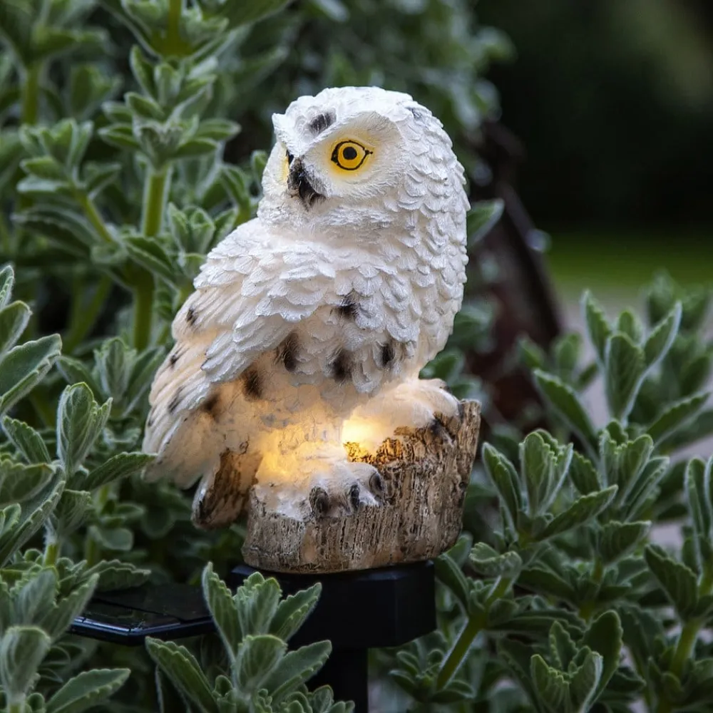 Solcellelamper ^ STAR TRADING LED-solcellelampe Owl med jordspyd