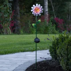 STAR TRADING Solcellelamper > LED-solcellelampe Pink Daisy i blomsterform